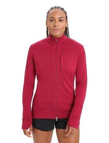 Icebreaker Merino Quantum III Long Sleeve Zip Női Kapucnis Pulóver Rózsaszín | HU 1680MQZA